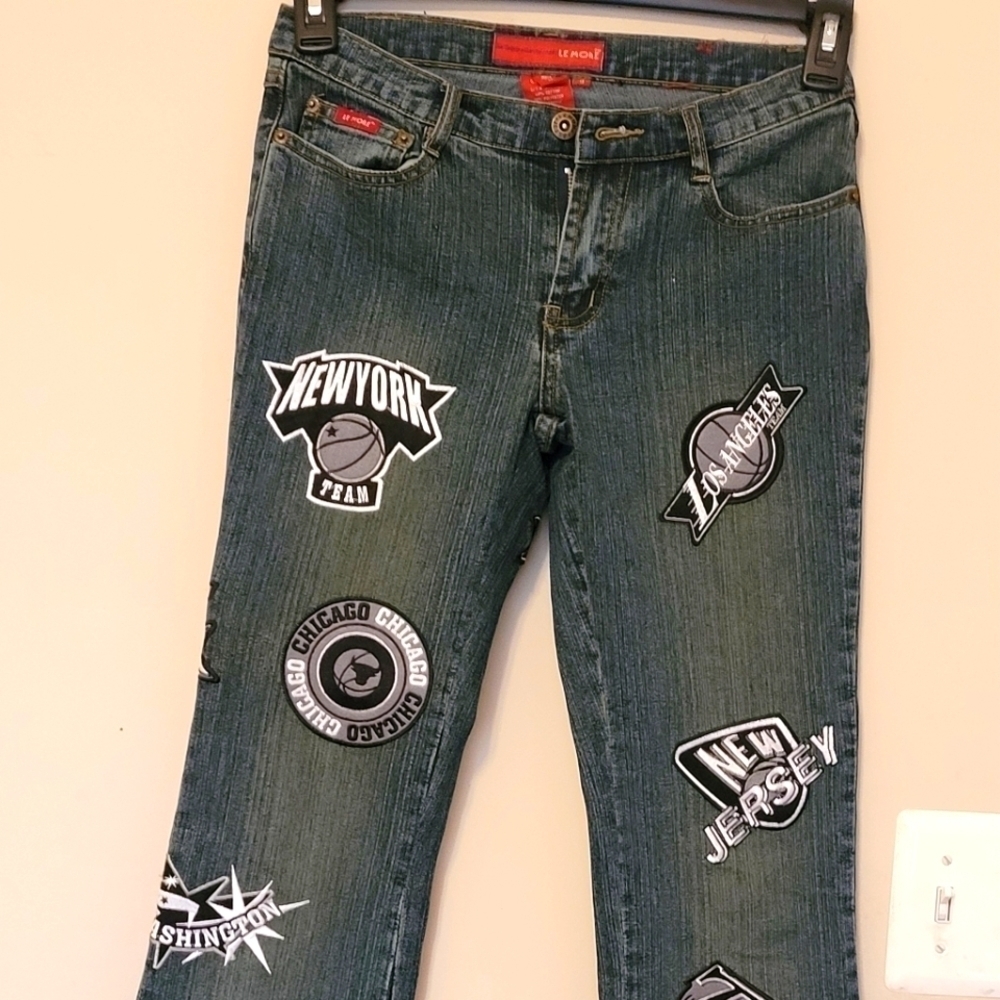 Vintage 90s patch covered jeans LA MORE